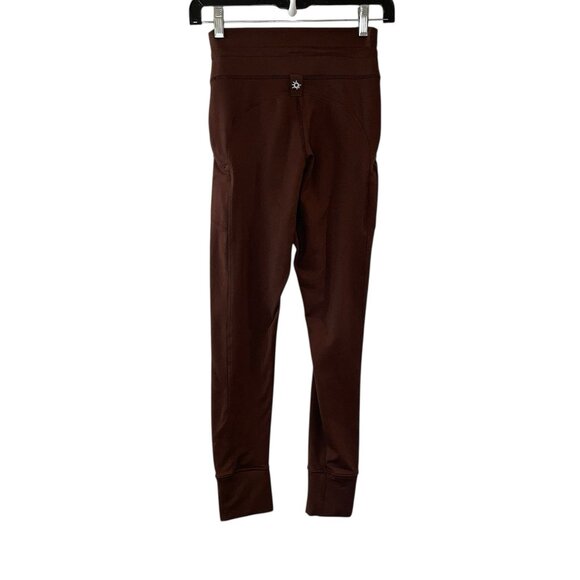 Aerie Offline Warmup Legging Hi-Rise Brown Zip Pockets Jogger Stretch Solid S - Picture 2 of 5